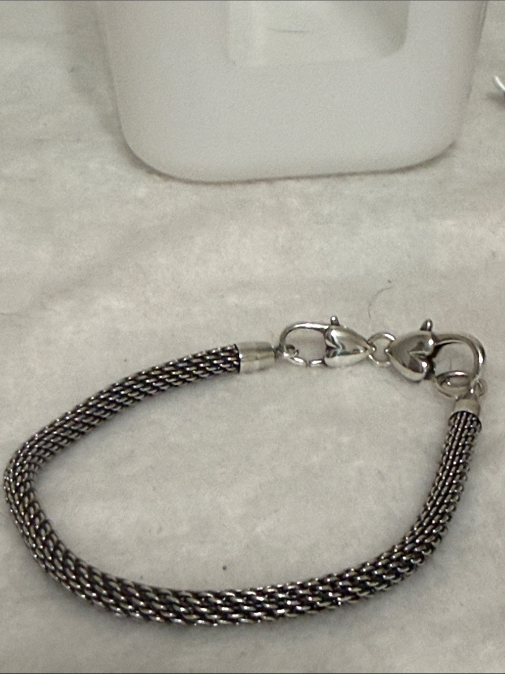 Brighton Silver Braided Heart Clasp Bracelet